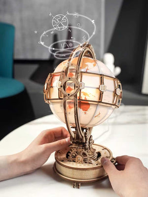 3D Globe Puzzle Lumineux en Bois - GoCrazyPuzzle