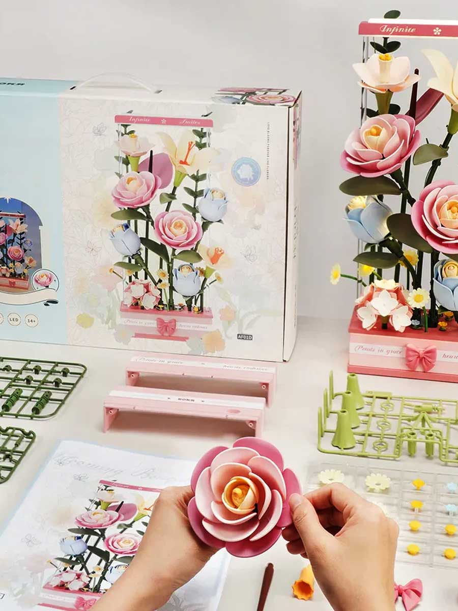 3D Puzzle Bois Fleur « Bouquet Fleuri » – Kit DIY ROKR - GoCrazyPuzzle