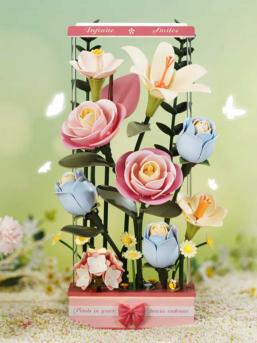 3D Puzzle Bois Fleur « Bouquet Fleuri » – Kit DIY ROKR - GoCrazyPuzzle