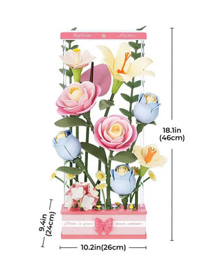 3D Puzzle Bois Fleur « Bouquet Fleuri » – Kit DIY ROKR - GoCrazyPuzzle
