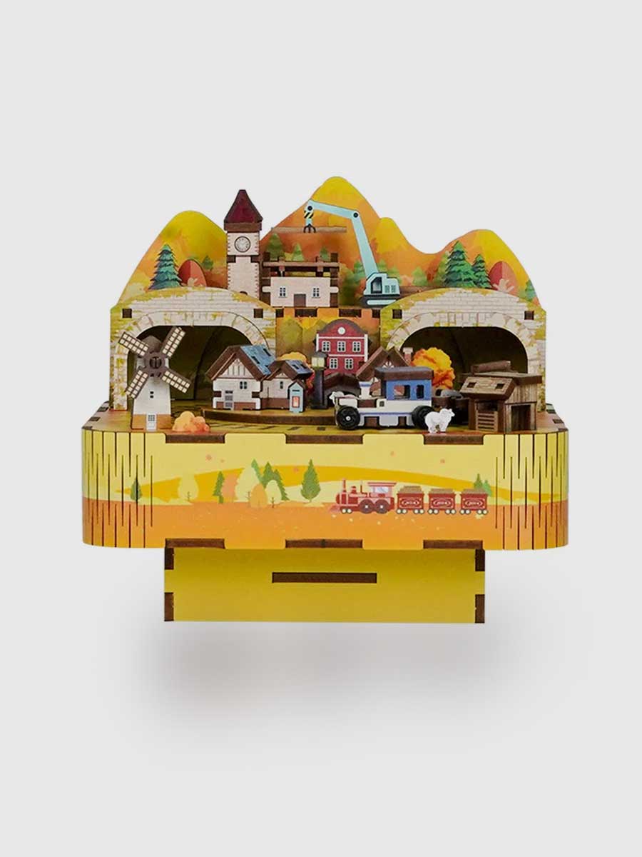 3D Puzzle Bois « Train Vallée » – Boîte à Musique DIY Mobile - GoCrazyPuzzle