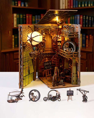Book Nook – Cabinet de curiosités du voyageur (Bois, LED) - GoCrazyPuzzle