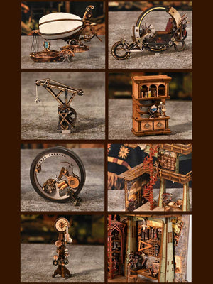 Book Nook – Cabinet de curiosités du voyageur (Bois, LED) - GoCrazyPuzzle