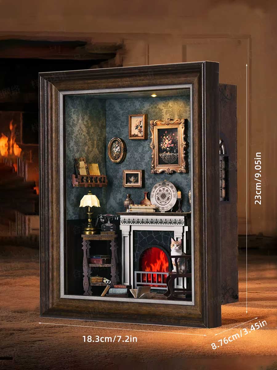 Book Nook lumineux – Diorama bibliothèque USB (mural, facile) - GoCrazyPuzzle