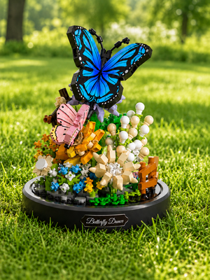 Bouquet Éternel Papillon & Fleurs sous Dôme — Création Décorative - GoCrazyPuzzle