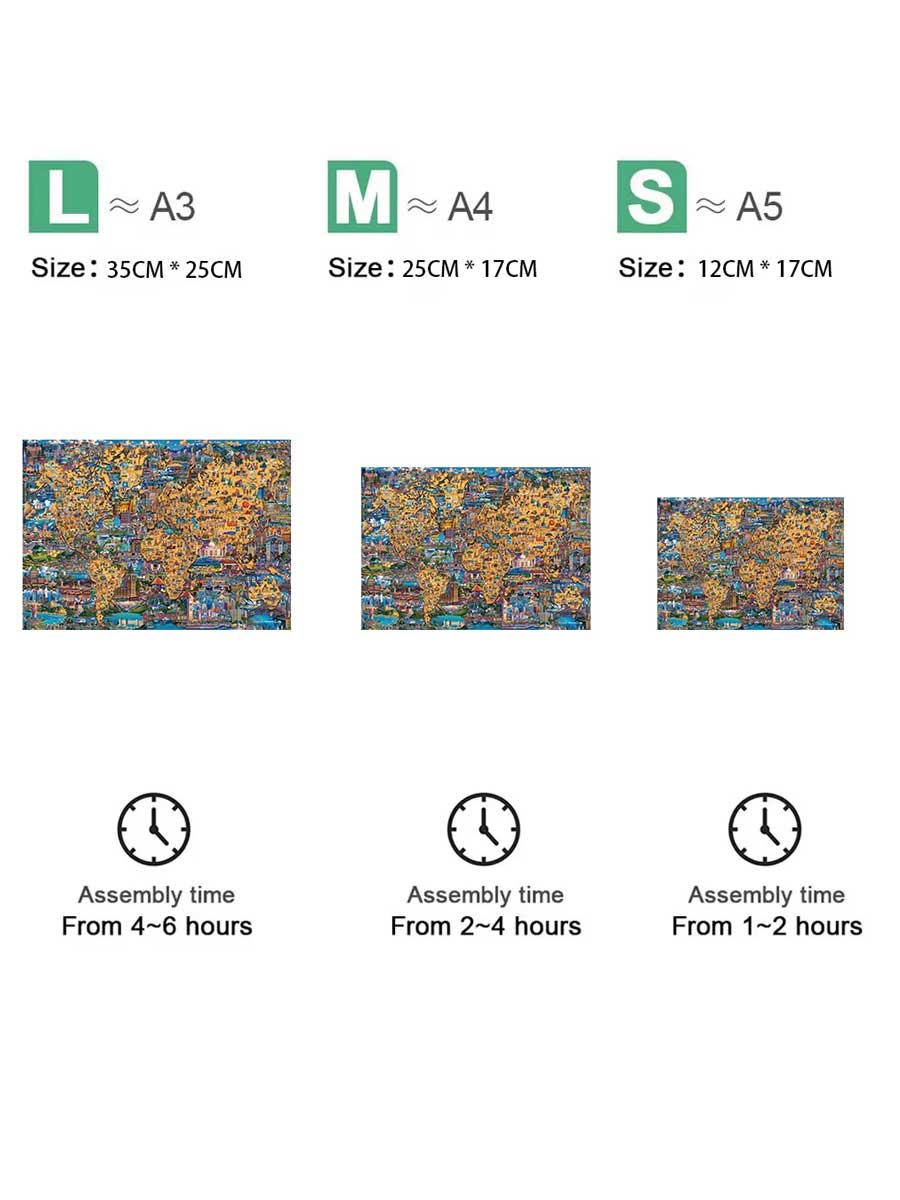 Carte du Monde Puzzle Bois pour Adultes et Enfants - GoCrazyPuzzle