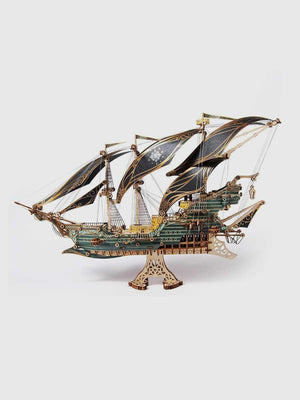 Casse - tête en Bois Puzzle 3d | Bateau Pirate Steampunk - GoCrazyPuzzle