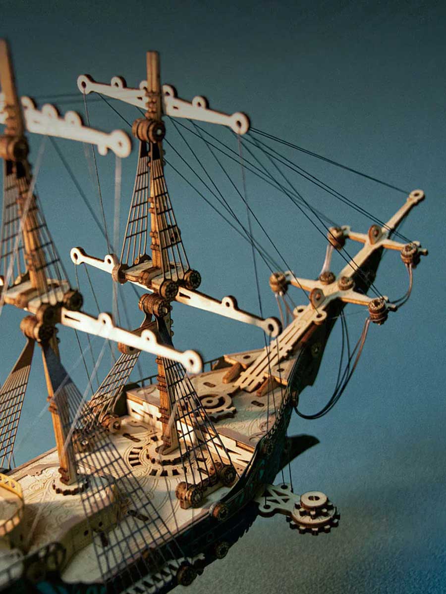 Casse - tête en Bois Puzzle 3d | Bateau Pirate Steampunk - GoCrazyPuzzle