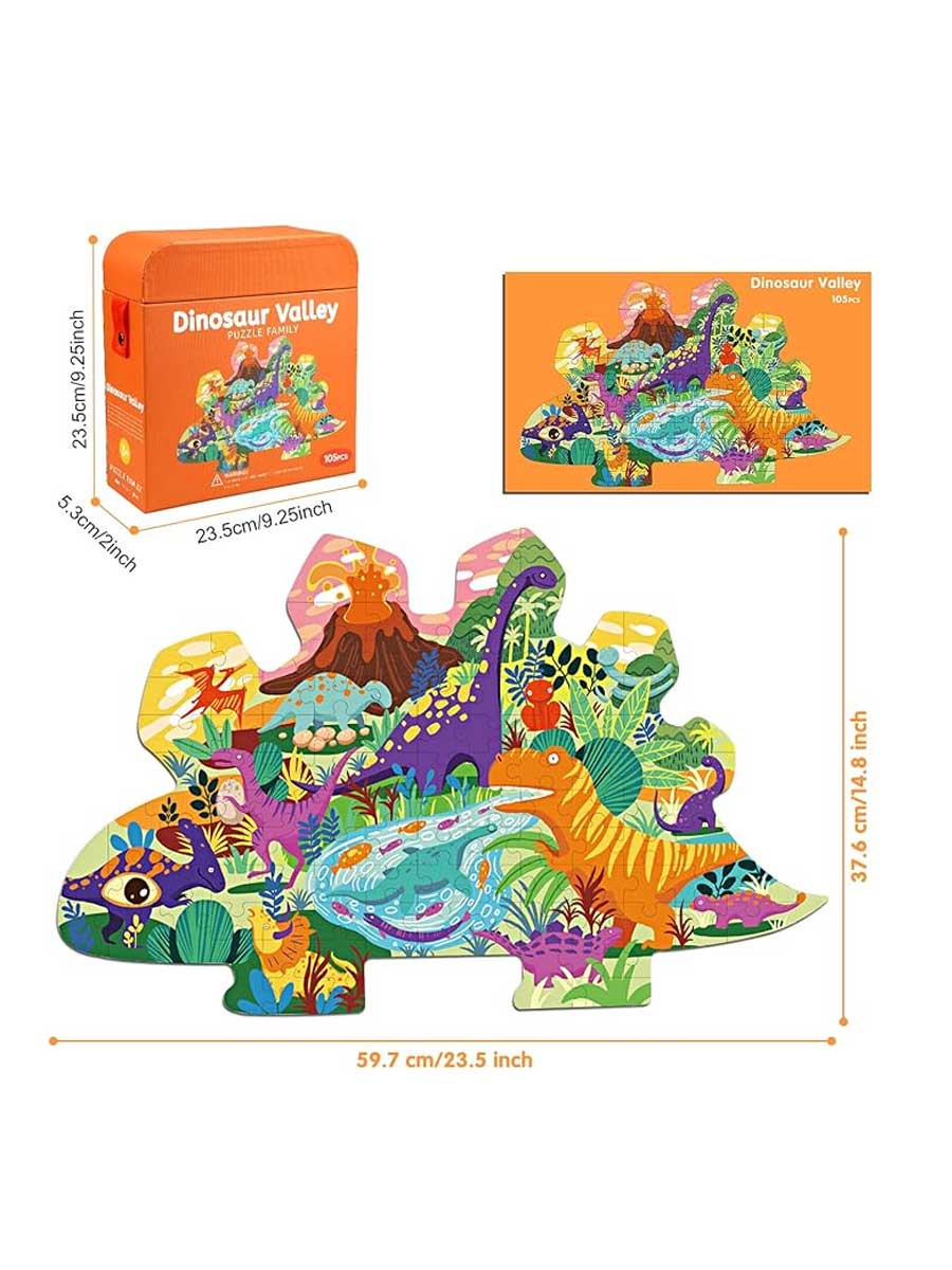 Dinosaure Puzzle 105 Pièces – Grand Puzzle Dinosaure pour Enfants 4+ - GoCrazyPuzzle