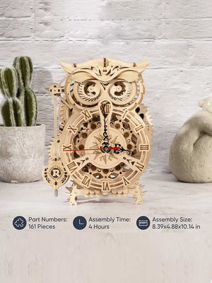 Horloge Hibou Bois Robotime ROKR | Puzzle 3D - GoCrazyPuzzle