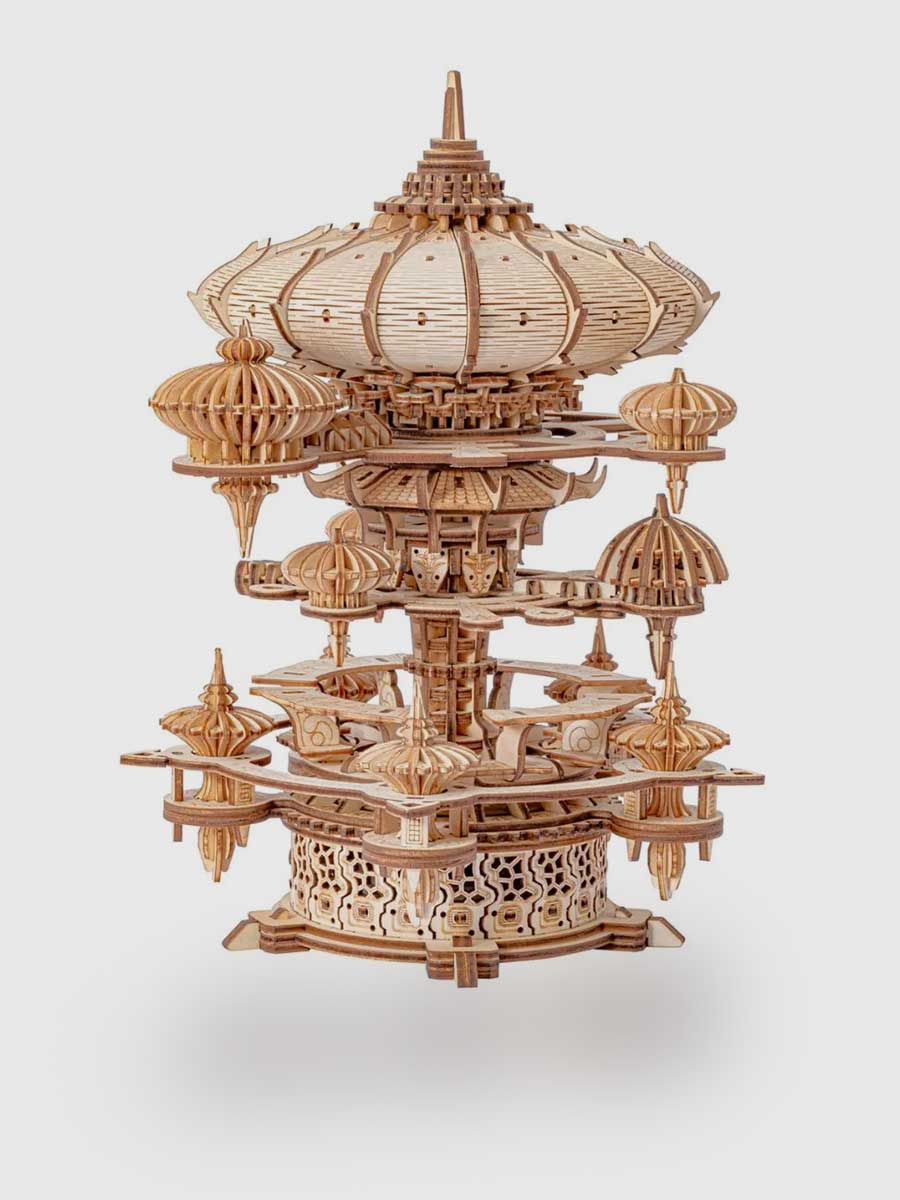 Jeu de Construction Adulte « Château de Ciel » – Boîte à Musique 3D en Bois DIY - GoCrazyPuzzle