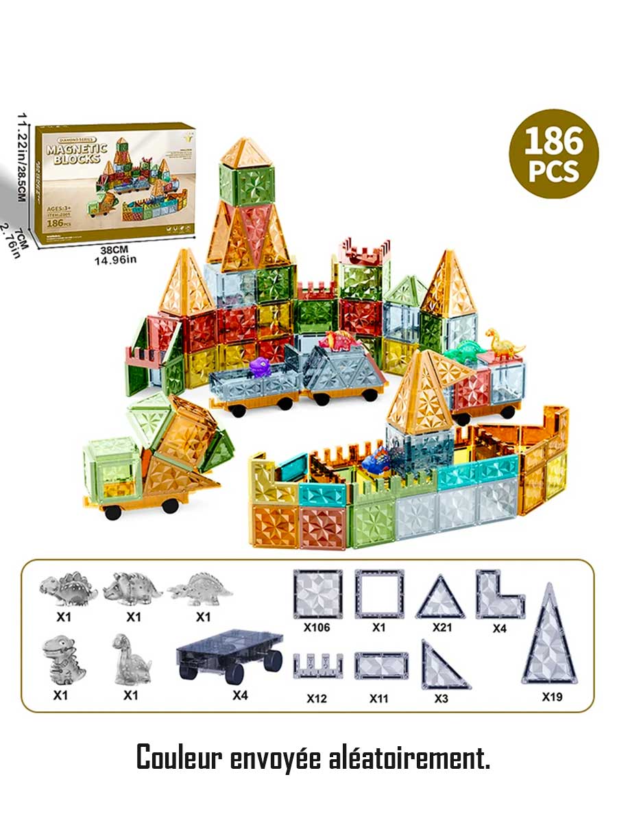 Jeu de Construction Magnétique Dinosaures 3D – Blocs Éducatifs Montessori pour Enfant 3 Ans - GoCrazyPuzzle