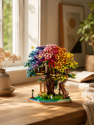 Jeu de construction cabane arc-en-ciel – 2338 micro-briques colorées