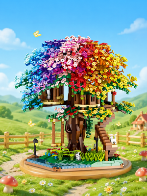 Cabane forestière arc-en-ciel terminée – jeu de construction adulte