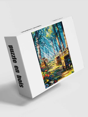 Jeux de Puzzle en Bois - Ruches et Fleurs dans la Forêt - GoCrazyPuzzle