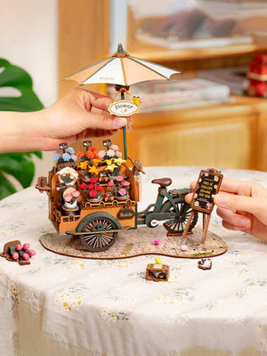 Maquette 3D Puzzle Charrette à Fleurs en Bois - GoCrazyPuzzle