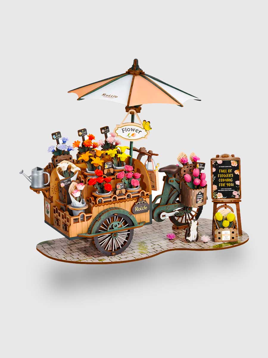 Maquette 3D Puzzle Charrette à Fleurs en Bois - GoCrazyPuzzle