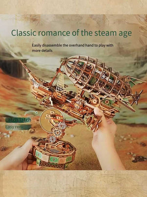 Maquette Bois 3D « Steam Navigation » – Modèle Mécanique à Engrenages DIY - GoCrazyPuzzle