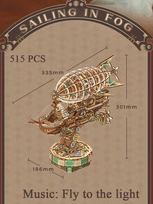 Maquette Bois 3D « Steam Navigation » – Modèle Mécanique à Engrenages DIY - GoCrazyPuzzle