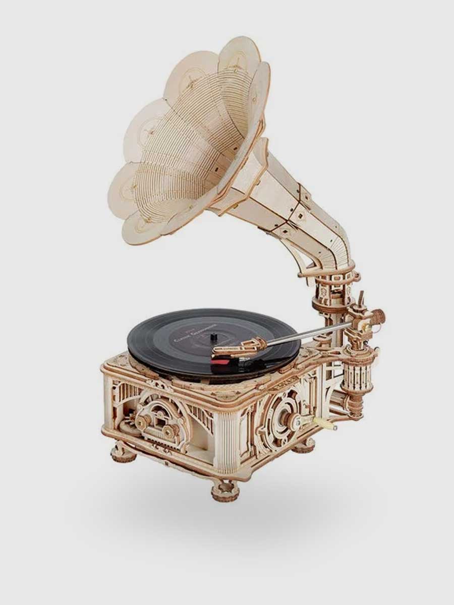 Maquette en Bois Gramophone à Manivelle | Robotime - GoCrazyPuzzle
