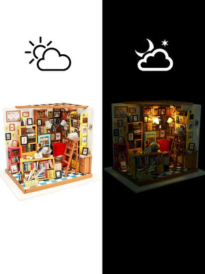 Miniature Maison Bibliothèque en Bois DIY avec Meubles | Robotime - GoCrazyPuzzle