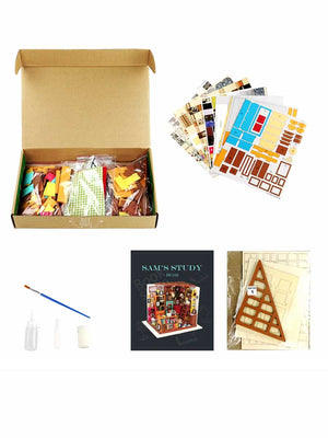 Miniature Maison Bibliothèque en Bois DIY avec Meubles | Robotime - GoCrazyPuzzle