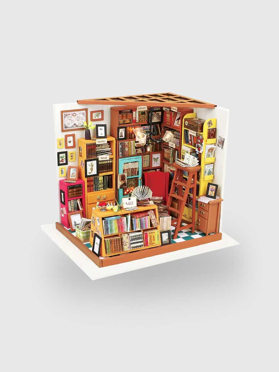 Miniature Maison Bibliothèque en Bois DIY avec Meubles | Robotime - GoCrazyPuzzle