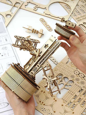 Puzzle 3D Bois Boîte à Musique Nuit Étoilée | Robotime Rokr - GoCrazyPuzzle