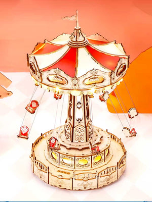 Puzzle 3D Manège à Balançoires en Bois avec Musique et LED - GoCrazyPuzzle