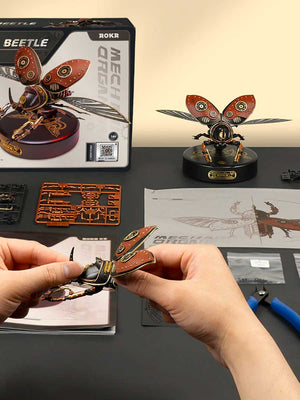 Puzzle 3D Mécanique DIY Scarabée Rhinocéros - GoCrazyPuzzle