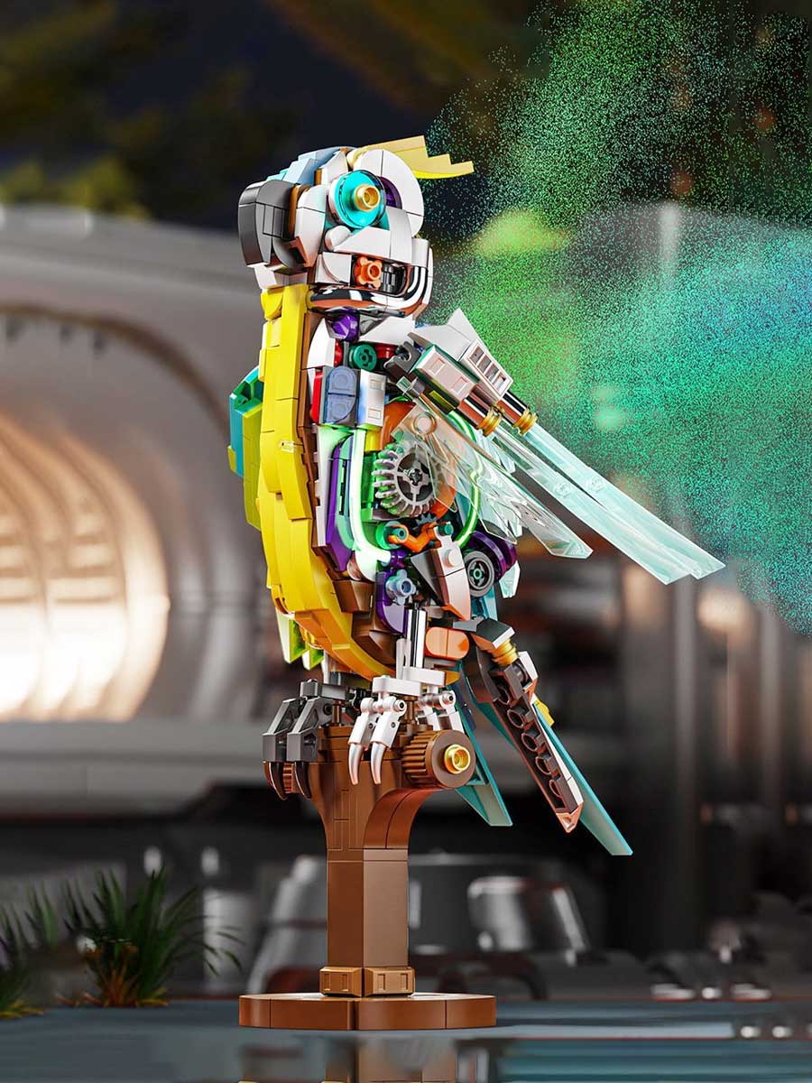 Puzzle 3D Perroquet Mécanique avec Lumière - Jeu de Construction et Décoration - GoCrazyPuzzle