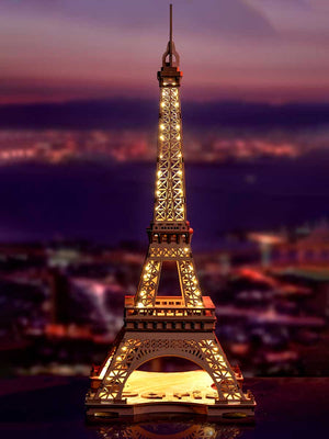 Puzzle 3D Tour Eiffel Éclairé en Bois | Robotime - GoCrazyPuzzle