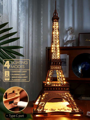 Puzzle 3D Tour Eiffel Éclairé en Bois | Robotime - GoCrazyPuzzle