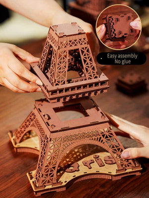 Puzzle 3D Tour Eiffel Éclairé en Bois | Robotime - GoCrazyPuzzle