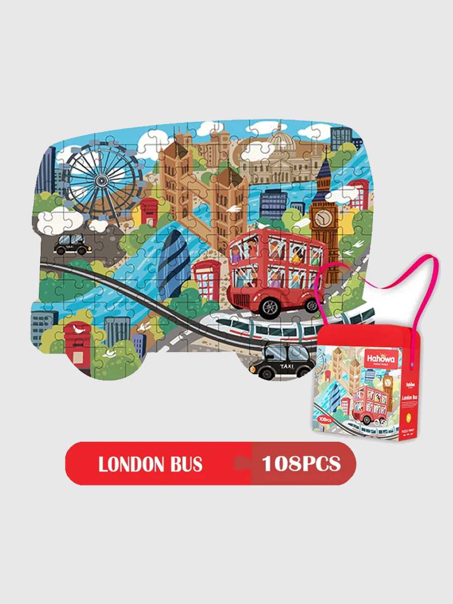 Puzzle 4 Ans 108 Pièces – Bus Londonien, Jeu Éducatif Montessori - GoCrazyPuzzle