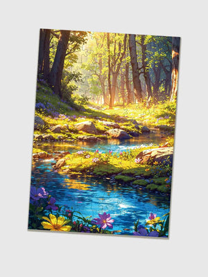 Puzzle Adulte en Bois Paysage Naturel - Ruisseau et Forêt - GoCrazyPuzzle