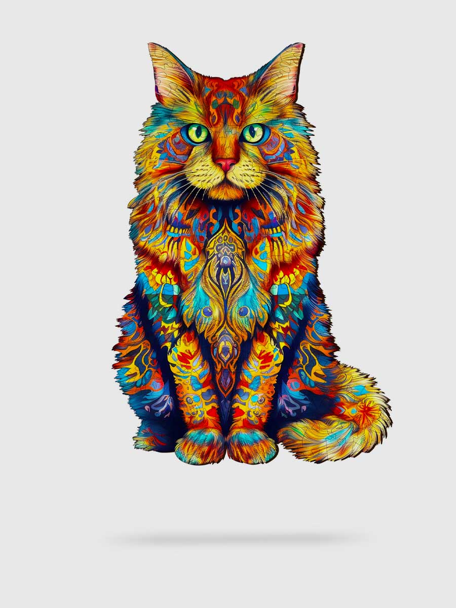 Puzzle Animaux Bois 300 Pièces Chat Fleuri - GoCrazyPuzzle