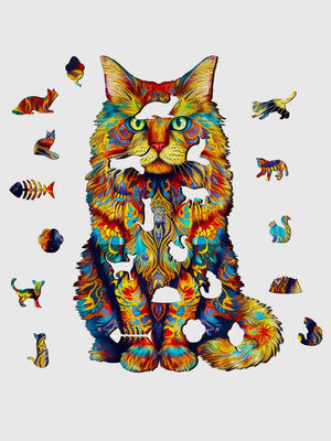 Puzzle Animaux Bois 300 Pièces Chat Fleuri - GoCrazyPuzzle