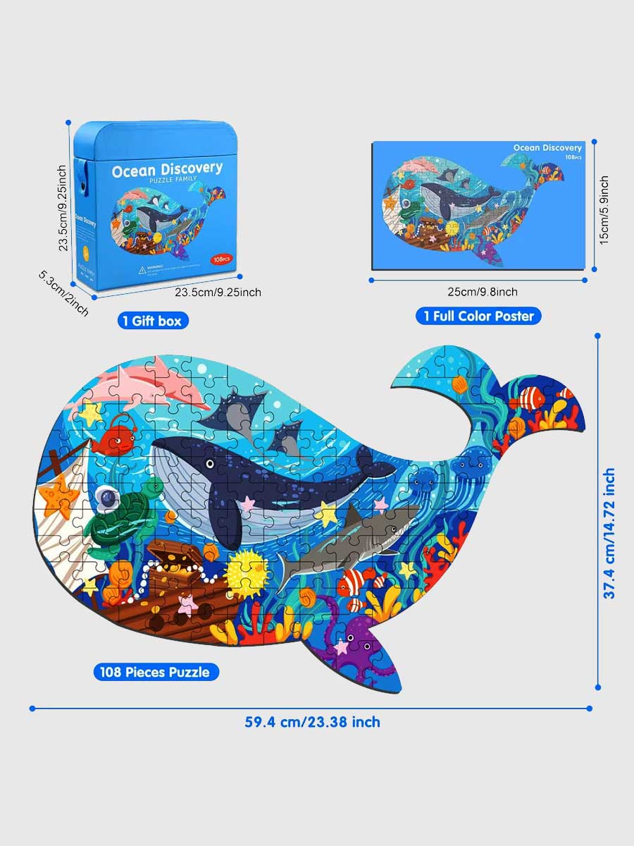 Puzzle Baleine 108 Pièces – Grand Puzzle Éducatif pour Enfants 4+ - GoCrazyPuzzle