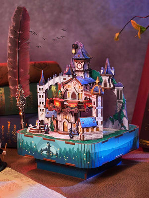 Puzzle Bois 3D « Château Magique » – Boîte à Musique DIY avec Train Mobile - GoCrazyPuzzle