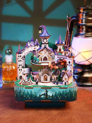 Puzzle Bois 3D « Château Magique » – Boîte à Musique DIY avec Train Mobile - GoCrazyPuzzle