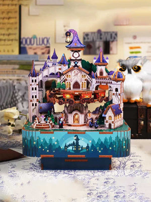 Puzzle Bois 3D « Château Magique » – Boîte à Musique DIY avec Train Mobile - GoCrazyPuzzle