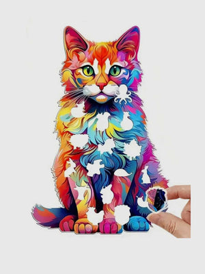 Puzzle Bois Chat Multicolore - GoCrazyPuzzle