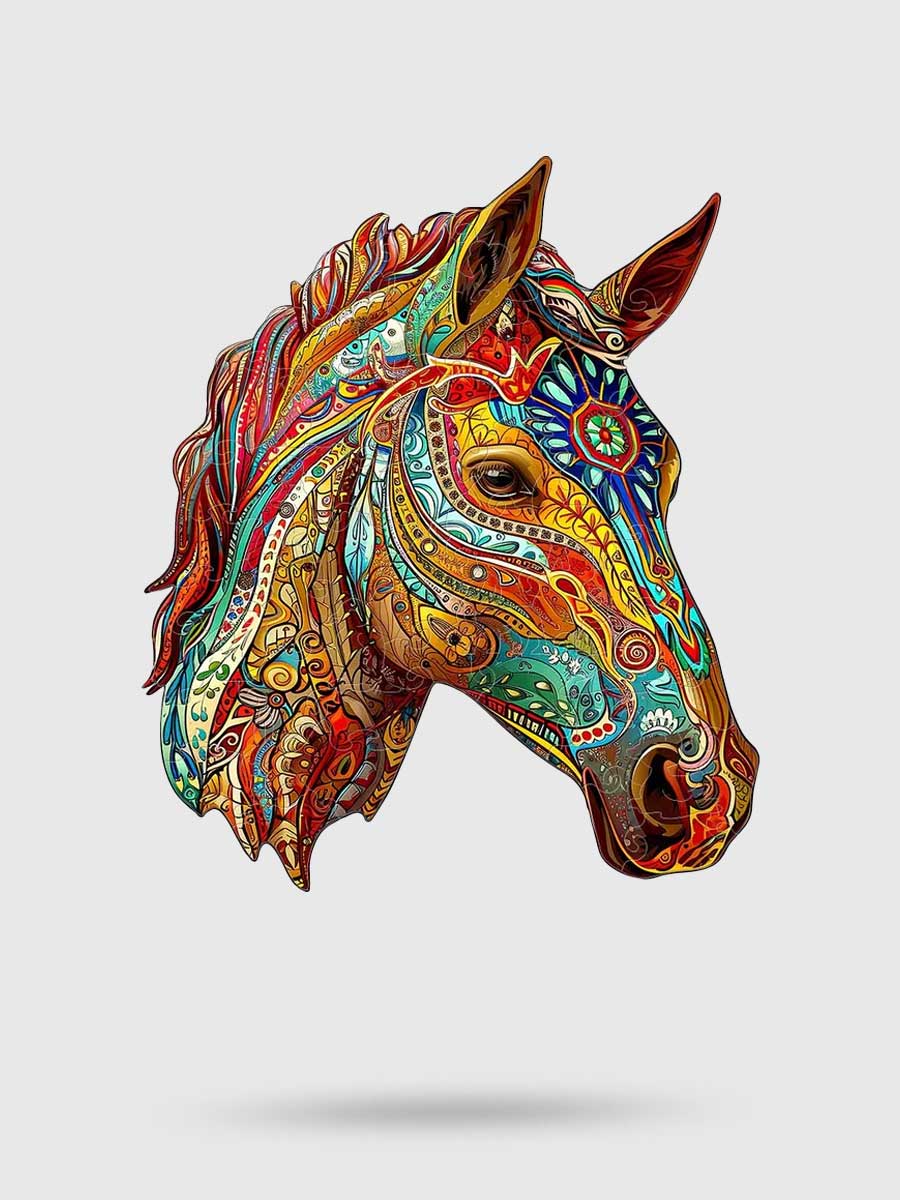 Puzzle Bois Cheval Coloré - GoCrazyPuzzle