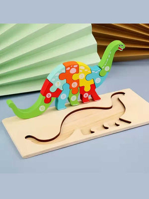 Puzzle Bois Enfant 3 ans et plus l Couleurs & Chiffres Dinosaure - GoCrazyPuzzle
