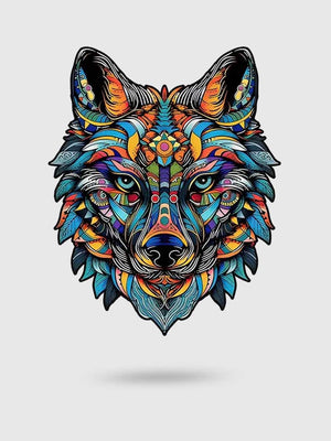 Puzzle Bois Loup aux Couleurs Vives - GoCrazyPuzzle