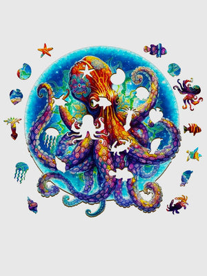 Puzzle Bois Octopus dans l'Océan - GoCrazyPuzzle