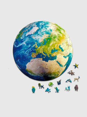 Puzzle Bois Planète Terre des Océans et Continents - GoCrazyPuzzle