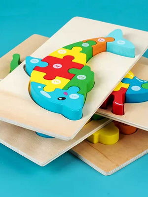 Puzzle Éducatif en Bois Chiffres 1 à 10 forme dauphins - GoCrazyPuzzle