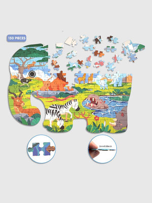 Puzzle Éléphant 150 Pièces – Grand Puzzle pour Enfants 4 à 10 Ans - GoCrazyPuzzle